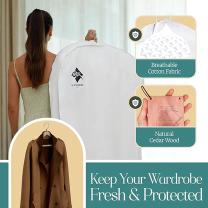 Premium 60” Cotton Garment Bag For Hanging Clothes And Storage | Wide 6” Gusset - Image 2