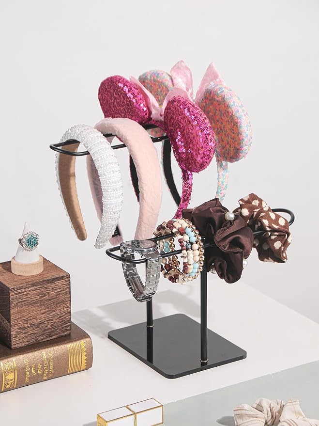 2 Tier Headband Holder, Metal Hair Band Organizer, Ear Diplay Stand, Hair - Image 3