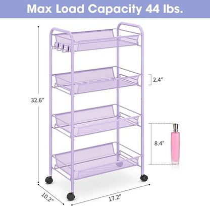TOOLF 4-Tier Rolling Cart, Metal Utility Cart - Image 6