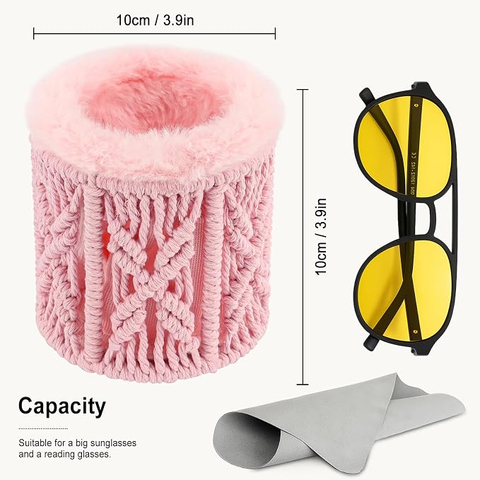 RayLove Glasses Holder for Nightstand, Boho Decor Eyeglass Case, Plush Lined - Image 7