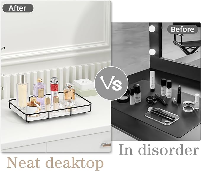 Vanity Tray Makeup Organizer Cosmetics Storage Bathroom Skincare Organizer - Image 4