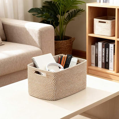 5 Pack Woven Storage Baskets for Shelves, Decorative Basket Organizer Storage - Image 5
