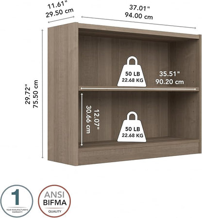 Bush Furniture Universal Small 2 Shelf Bookcase in Ash Gray, Low Storage and - Image 3