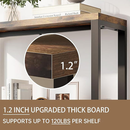 4-Tier Adjustable Heavy Duty Bookshelf, Industrial Wooden Open Storage Rack - Image 3