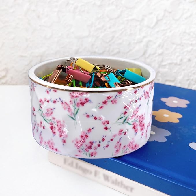 Paper Clip Holder Ceramic Paper Clip Holders Floral Paperclips Holder Dispenser - Image 5
