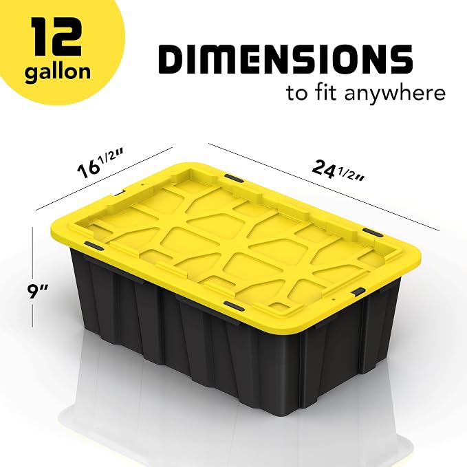 Lifetime Home 8 PACK of Medium 12 Gallon Plastic Storage Bin Tote Organizing - Image 2