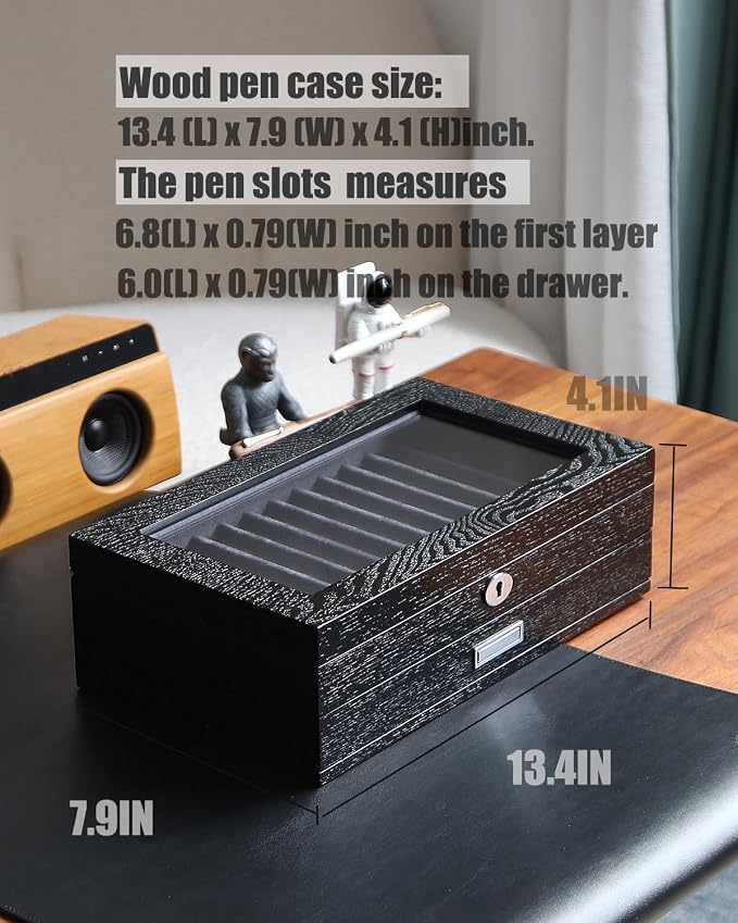 Wood Pen Display case 24 Slot Fountain Pen Box Storage Organizer - Image 4