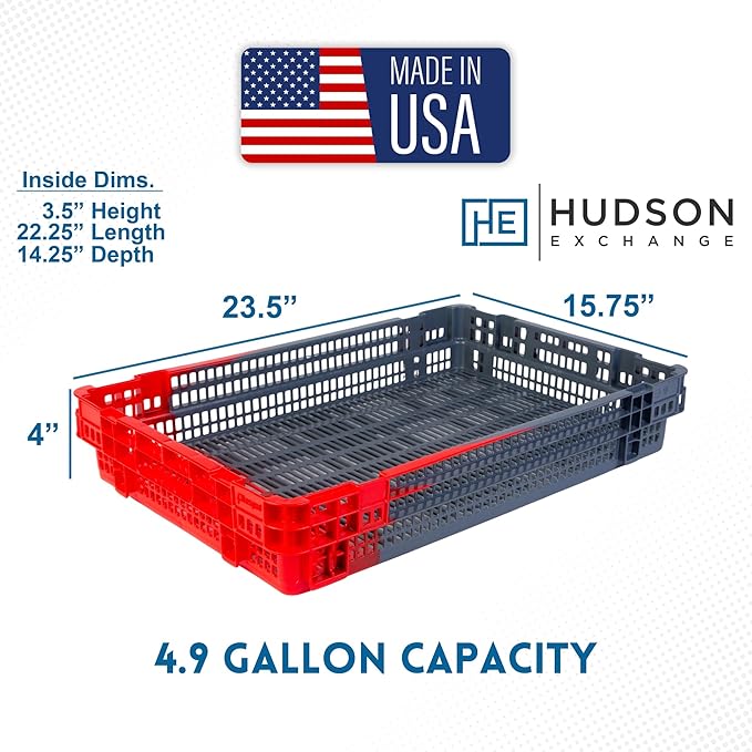 Hudson Exchange 23.5 x 15.75 x 4" Agricultural Nest and Stack Vented Crate - Image 2