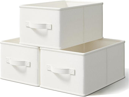 3 Pack Fabric Storage Bins for Shelves | 16.25x12x10in Closet | Collapsible by LaySpace-YourRoomOrganizer