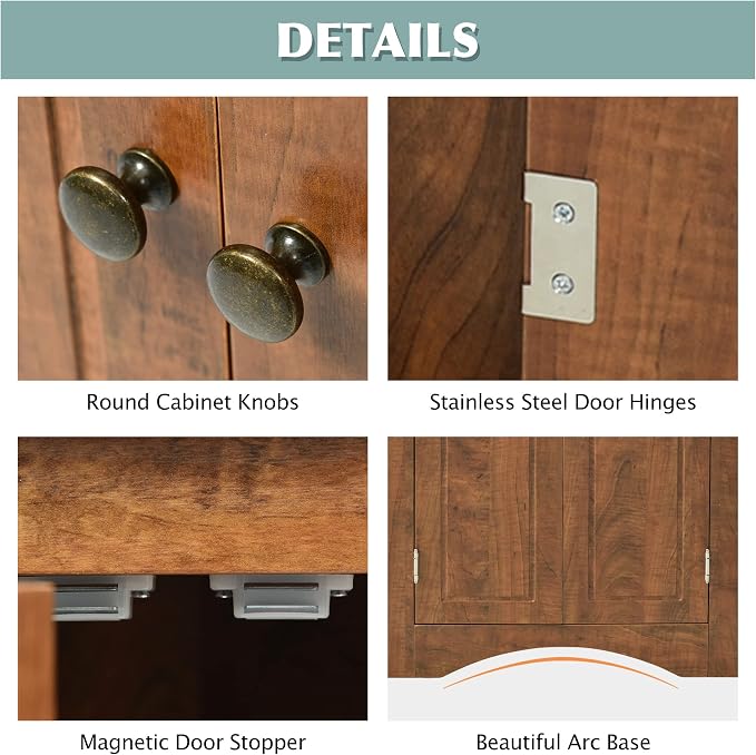 GDFStudio 31.5" H Triangle Corner Bathroom Storage Cabinet - Image 4