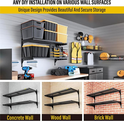 1pack×2 Tier 1.3x4ft Garage Shelving Wall Mounted, 260lbs Load - Image 7