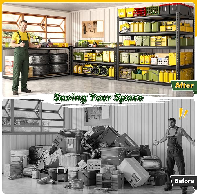 2800 LBS Garage Shelving 72.2" H Garage Storage Shelves, 5 Tier Adjustable - Image 5