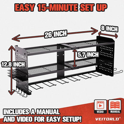 Large Power Tool Organizer Wall Mount, 3-Tier Heavy Duty Metal Loads 260 lbs - Image 4