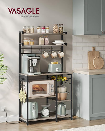 VASAGLE Bakers Rack with Power Outlet, 35.4 Inches Microwave Stand, Coffee Bar - Image 2