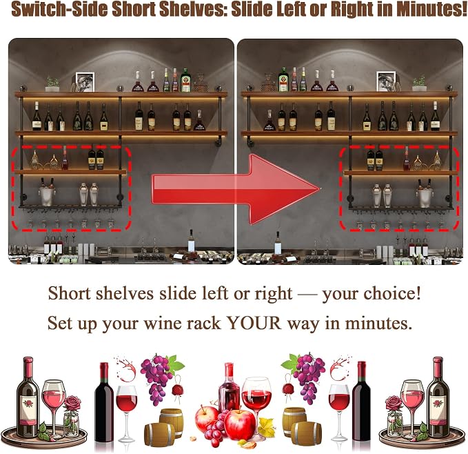 Solid Wood Wall Mounted Wine Rack, Large Wine Rack - Image 4