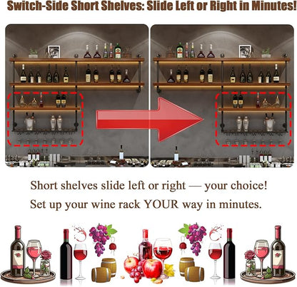 Solid Wood Wall Mounted Wine Rack, Large Wine Rack - Image 3
