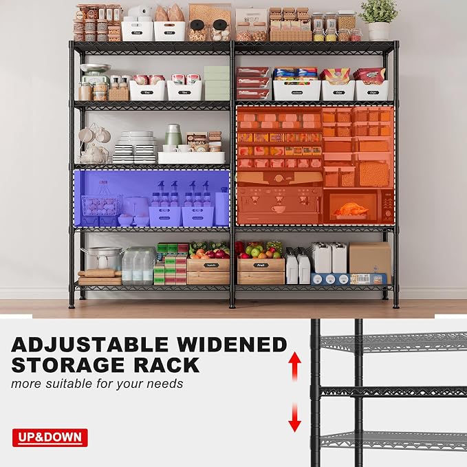 72.4''H Storage Shelves Metal Shelving Unit Load 1500LBS, 5 Tier Wire Shelving - Image 4