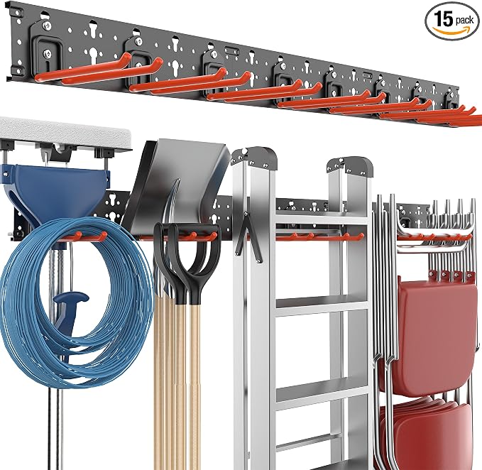 EVERHANGER Garage Tool Storage Organizer Wall Mount, Versatile Garden Tool Rack by EVERHANGER