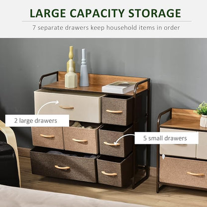 HOMCOM 7-Drawer Dresser, Fabric Chest of Drawers, 3-Tier Storage Organizer - Image 4