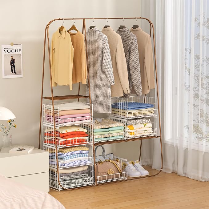 4-Tier Sliding Closet Organizers and Storage Shelves, Stackable Closet Shelf - Image 8