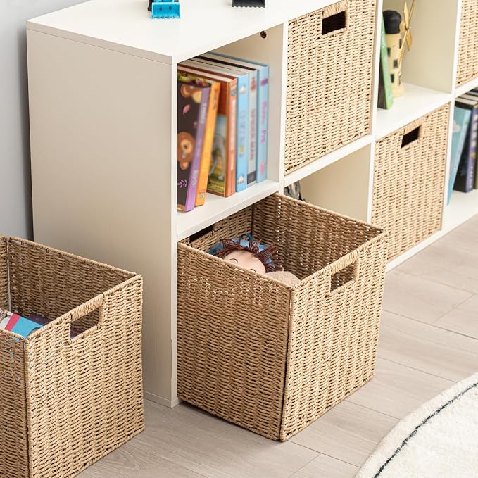Handwoven Paper Woven Cube Basket Organizer - Image 3