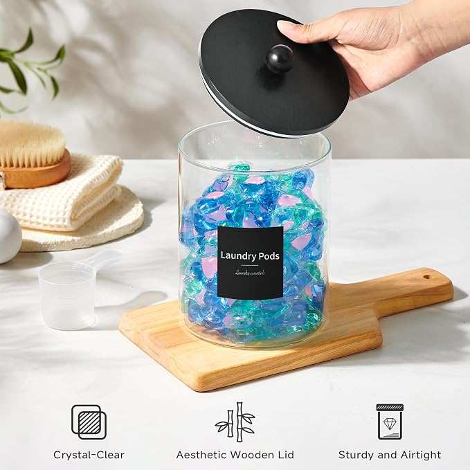 Glass Laundry Pods Container & Acrylic Dryer Sheet Holder - Image 7