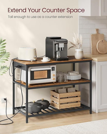 VASAGLE Kitchen Island with 3 Shelves, 47.2 Inches Width Kitchen Shelf with - Image 4