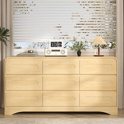 Dresser for Bedroom with 9 Drawers, Wood Closet Clothes Storage Long Dressers - Image 7