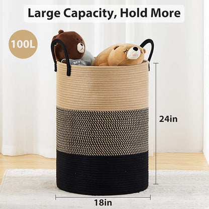 Fiona's magic 100L Extra Large Laundry Hamper Basket, 26.4Gal Tall Woven - Image 4