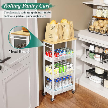 Utility Slim Storage Cart, 4-Tier Narrow Bathroom Organizers and Storage Cart - Image 7