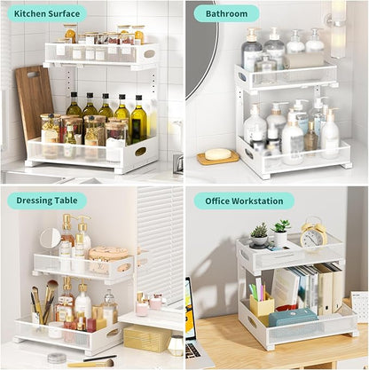 Under Sink Organizer, Extra-Wide Upgrade, 1 Pack 2 Tier Metal Slide Out Cabinet - Image 5
