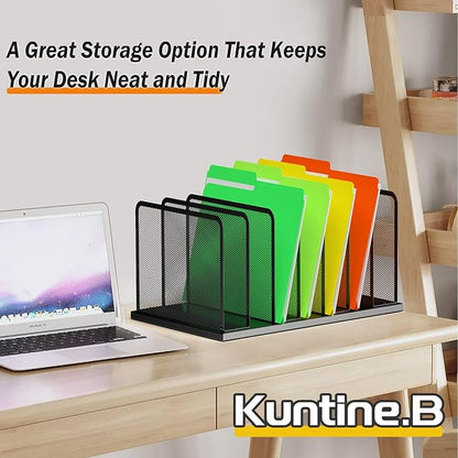 Kuntine.B Desk File Organizer 7 Upright Mesh Desktop Organizer File Sorter - Image 6
