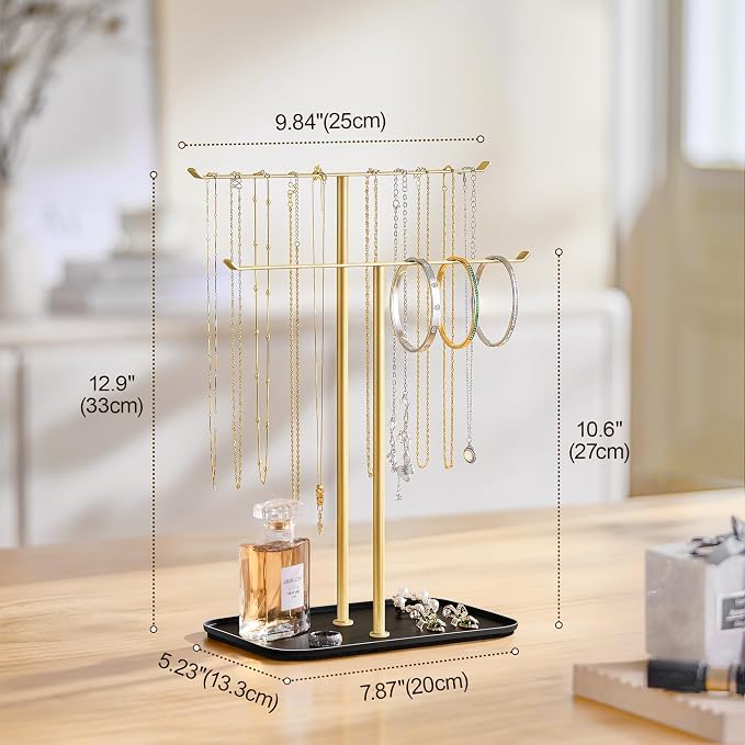 pickpiff Necklace Holder Jewelry Organizer Stand – 2‑Tier T‑Bar Jewelry Display - Image 7