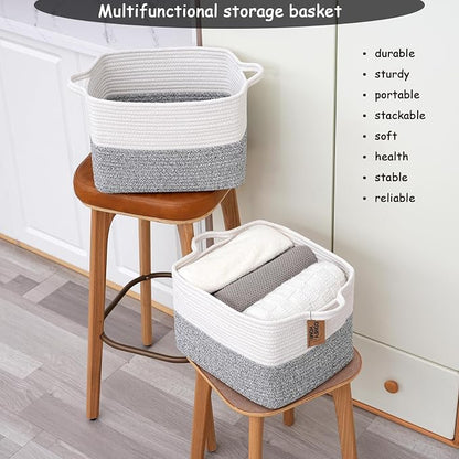 COMFY-HOMI 3-Pack Cotton Rope Woven Rectangular Basket - Image 6