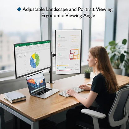 BONTEC Dual Monitor Desk Mount, Full Motion Adjustable Monitor Stand - Image 5