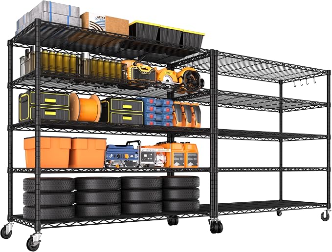 PrimeZone 2 Packs 48" W x 24" D x 81" H Heavy Duty Wire Storage Shelves by PrimeZone