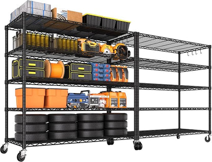 PrimeZone 2 Packs 48" W x 24" D x 81" H Heavy Duty Wire Storage Shelves by PrimeZone