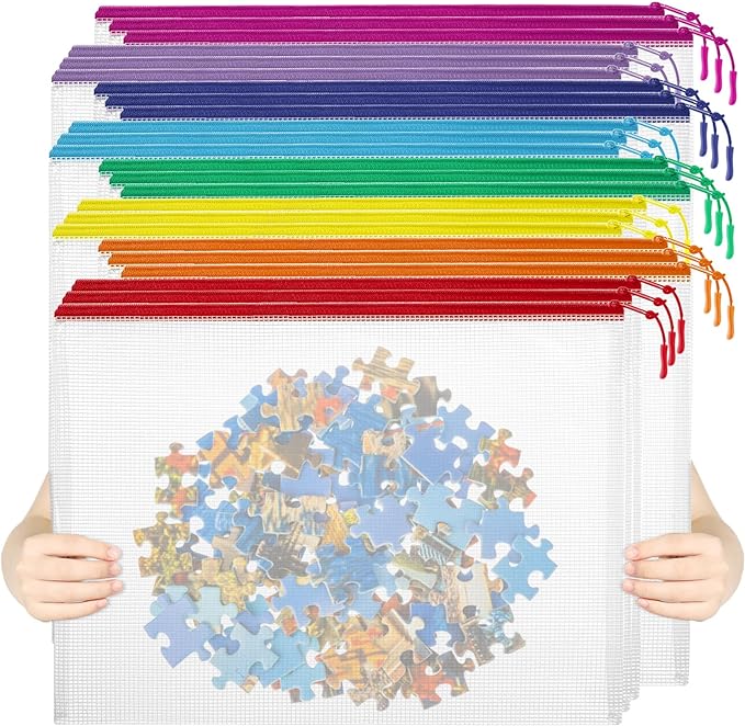 24pcs Mesh Zipper Pouch File Bags Puzzle Storage Bags, A3 17x12 Inches Large by YOPCDJ