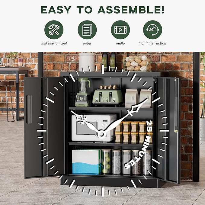Greenvelly Metal Storage Cabinet, Lockable Storage Cabinets - Image 6