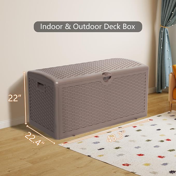 90 Gallon Pro Outdoor Storage Box Waterproof Lockable Resin Deck Box Large - Image 3