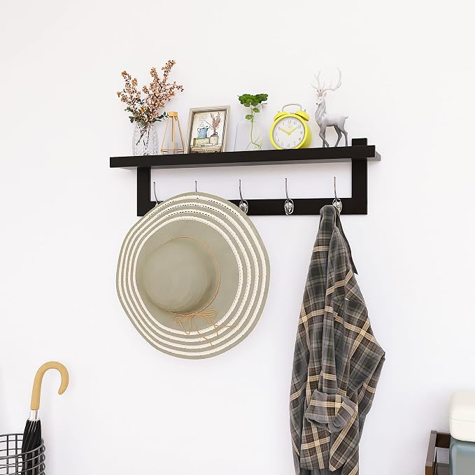 SMIBUY Coat Hooks with Shelf Wall-Mounted, 29.2 Inch Entryway Coat Rack - Image 2
