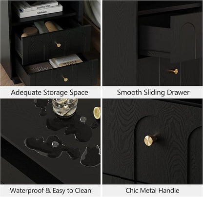 Nightstand with Charging Station, Modern Nightstand with Arched Design - Image 5