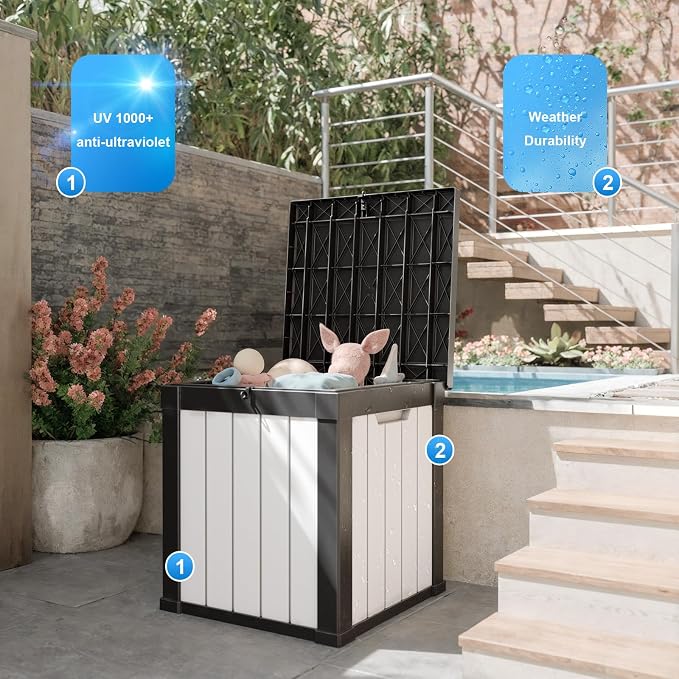 50 GallonOutdoor Storage Box, Resin Deck Boxes Waterproof, IndoorOutdoor Bin - Image 2