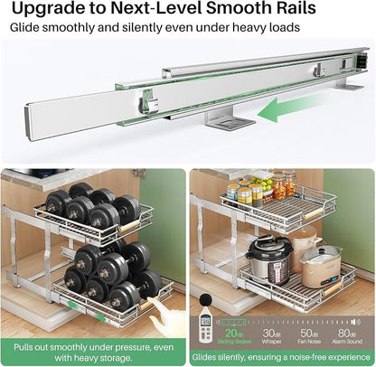 Pull out Cabinet Organizer, 2 Tiers 17"W X 21"D, Heavy Duty Smooth Sliding - Image 4