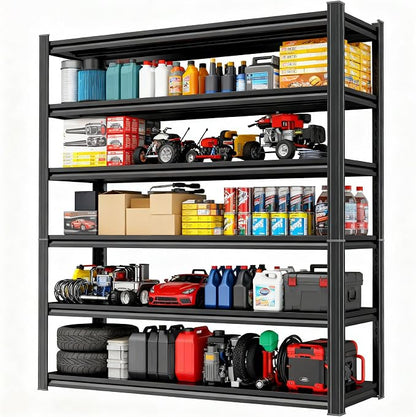 Storage Shelves, Garage Metal Shelving Unit, Adjustable, Double-Layer Column by Beaunatixx