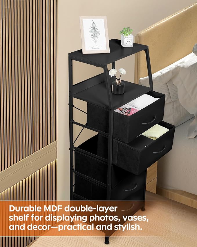 Dresser for Bedroom, Fabric Nightstand Tall Dresser & Chests of Drawers - Image 5
