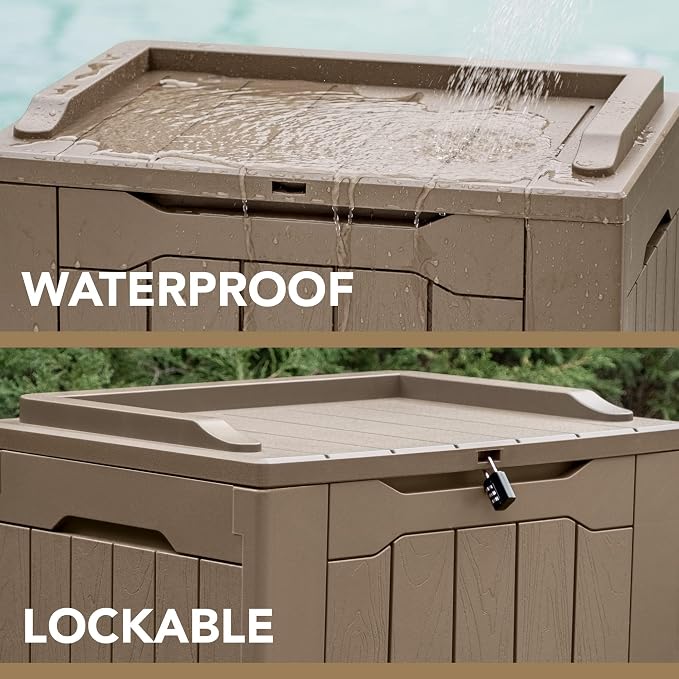 Devoko 30 Gallon Resin Deck Box Outdoor Indoor Waterproof Storage Box - Image 2