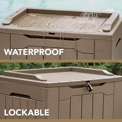 Devoko 30 Gallon Resin Deck Box Outdoor Indoor Waterproof Storage Box - Image 2