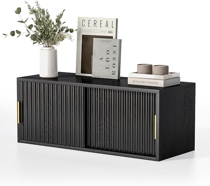 Large Floating TV Stands Set of 2, Modern Fluted Nightstands Wall Mounted - Image 7