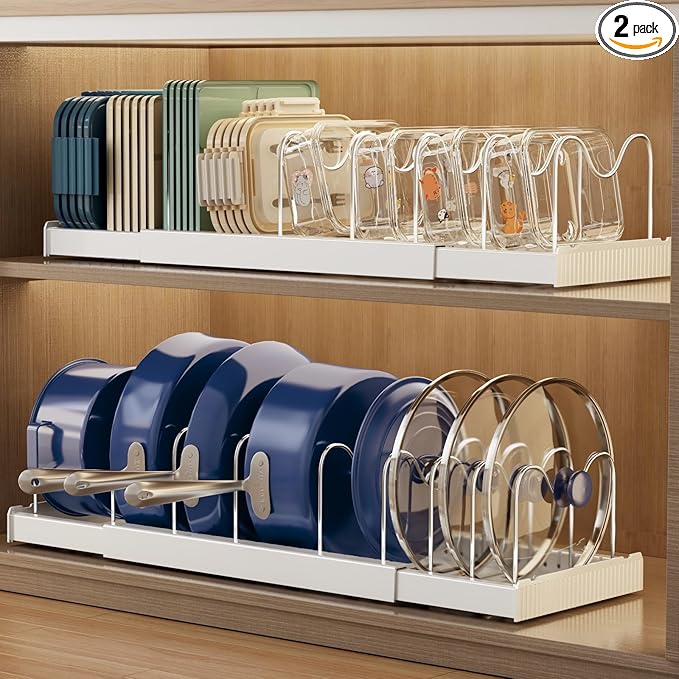 2 Pack Expandable Food Storage Container Lid Organizers by COMFORTYOURHOME